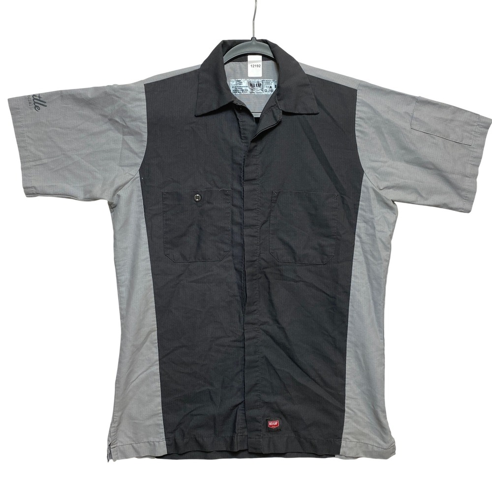 Red Kap Shirt Mens S Gray Short Sleeve Button-Down Roll In Rock Out Ripstop
